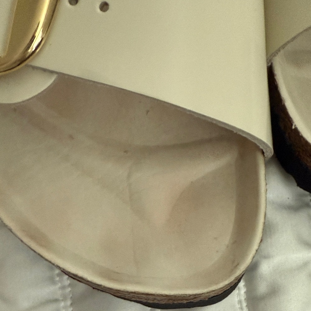 Birkenstock Women's Arizona big buckle Sandals in Ecru with Gold size 10-10.5 - Picture 9 of 9